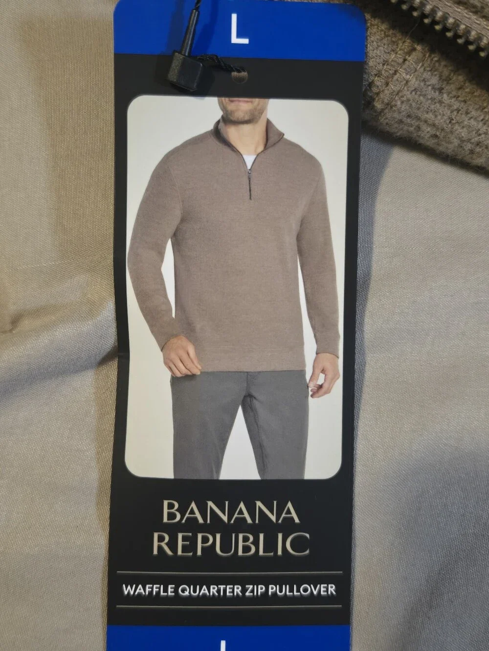 Banana Republic Waffle Quarter Zip Pullover Tan Men’s L NWT